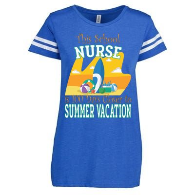 100 Days Of School Nurse Great Gift Funny 100th Day Of School Gift Enza Ladies Jersey Football T-Shirt