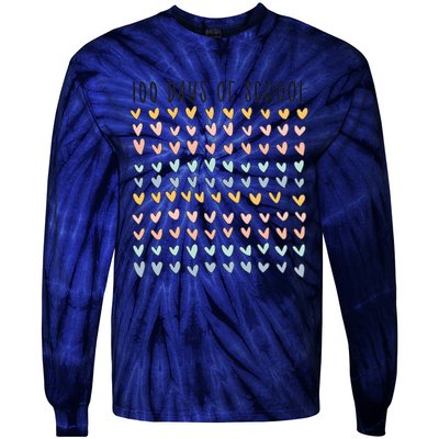 100 Days Of School 100 Days Of Hearts Tie-Dye Long Sleeve Shirt