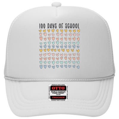 100 Days Of School 100 Days Of Hearts High Crown Mesh Back Trucker Hat