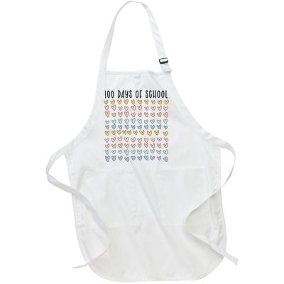 100 Days Of School 100 Days Of Hearts Full-Length Apron With Pockets