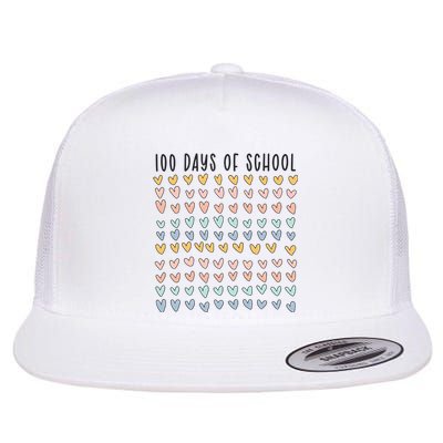 100 Days Of School 100 Days Of Hearts Flat Bill Trucker Hat