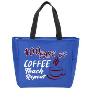 100 Days Of Coffee Teach Repeat Great For Gift Zip Tote Bag