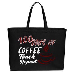 100 Days Of Coffee Teach Repeat Great For Gift Cotton Canvas Jumbo Tote