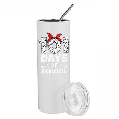 100 Days Of School Dalmatian Dog Girl 100 Days Smarter Stainless Steel Tumbler