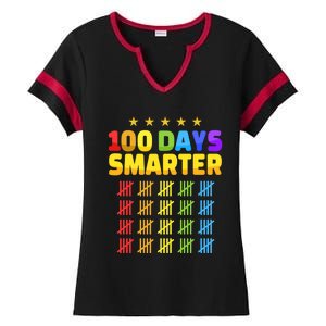 100 Days Of School Smarter For 100th Day Student Teacher Cool Gift Ladies Halftime Notch Neck Tee