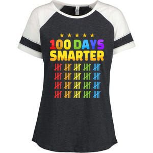 100 Days Of School Smarter For 100th Day Student Teacher Cool Gift Enza Ladies Jersey Colorblock Tee