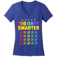 100 Days Of School Smarter For 100th Day Student Teacher Cool Gift Women's V-Neck T-Shirt