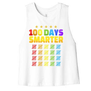 100 Days Of School Smarter For 100th Day Student Teacher Cool Gift Women's Racerback Cropped Tank