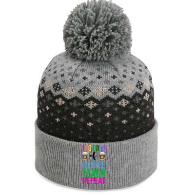 100 Days Of School Coffee Teach Repeat The Baniff Cuffed Pom Beanie