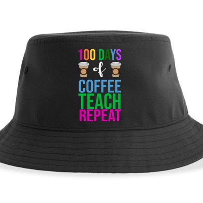 100 Days Of School Coffee Teach Repeat Sustainable Bucket Hat