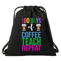 100 Days Of School Coffee Teach Repeat Drawstring Bag