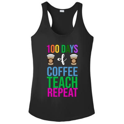 100 Days Of School Coffee Teach Repeat Ladies PosiCharge Competitor Racerback Tank