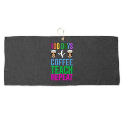 100 Days Of School Coffee Teach Repeat Large Microfiber Waffle Golf Towel