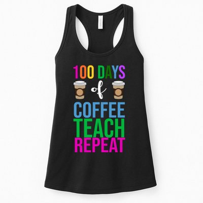 100 Days Of School Coffee Teach Repeat Womens Tank Top