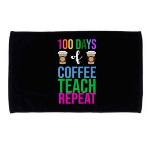 100 Days Of School Coffee Teach Repeat Microfiber Hand Towel