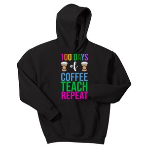 100 Days Of School Coffee Teach Repeat Kids Hoodie