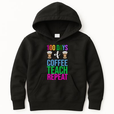 100 Days Of School Coffee Teach Repeat Kids Hoodie