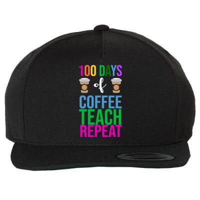 100 Days Of School Coffee Teach Repeat Wool Snapback Cap