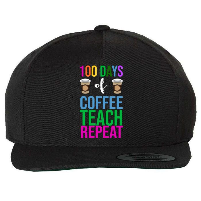100 Days Of School Coffee Teach Repeat Wool Snapback Cap