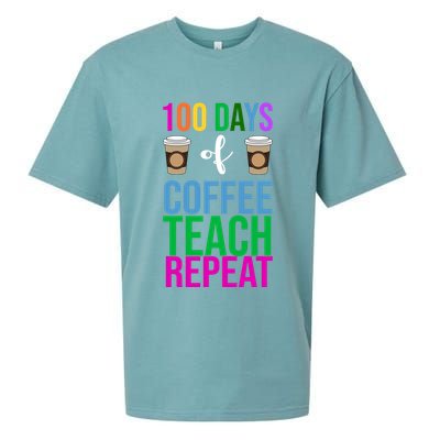 100 Days Of School Coffee Teach Repeat Sueded Cloud Jersey T-Shirt