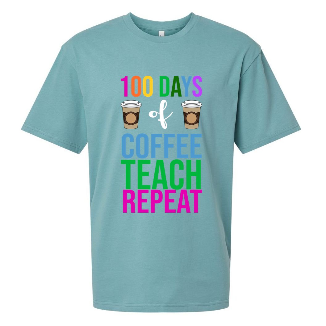 100 Days Of School Coffee Teach Repeat Sueded Cloud Jersey T-Shirt