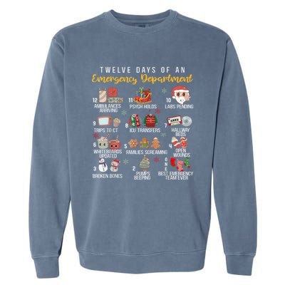 12 Days Of An Emergency Department Er Nurse Christmas Garment-Dyed Sweatshirt