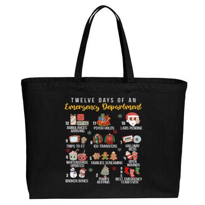 12 Days Of An Emergency Department Er Nurse Christmas Cotton Canvas Jumbo Tote