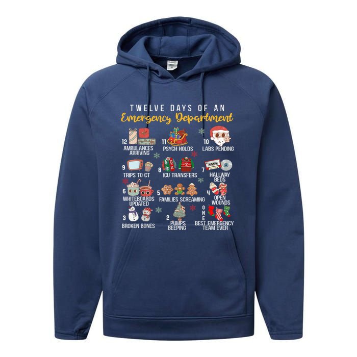 12 Days Of An Emergency Department Er Nurse Christmas Performance Fleece Hoodie