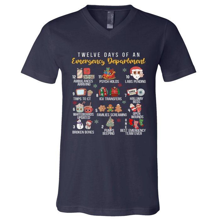 12 Days Of An Emergency Department Er Nurse Christmas V-Neck T-Shirt