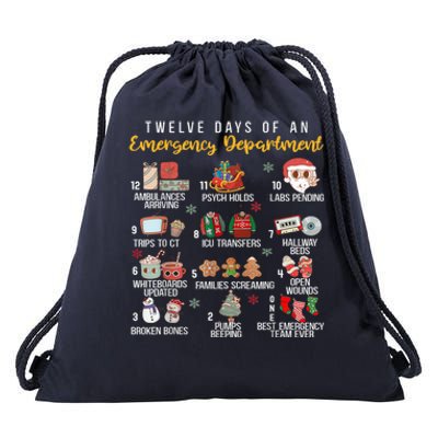 12 Days Of An Emergency Department Er Nurse Christmas Drawstring Bag