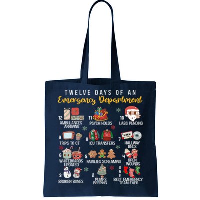 12 Days Of An Emergency Department Er Nurse Christmas Tote Bag