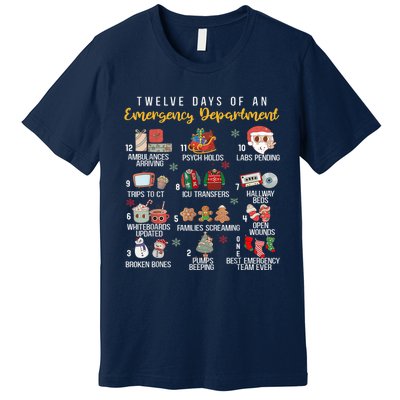 12 Days Of An Emergency Department Er Nurse Christmas Premium T-Shirt