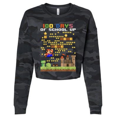 100 Days Of School MariöSüper Gamer Video Game Boys Girls Cropped Pullover Crew