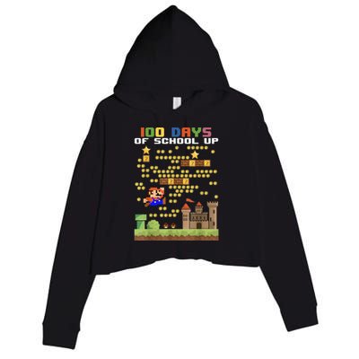 100 Days Of School MariöSüper Gamer Video Game Boys Girls Crop Fleece Hoodie