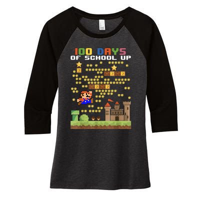 100 Days Of School MariöSüper Gamer Video Game Boys Girls Women's Tri-Blend 3/4-Sleeve Raglan Shirt