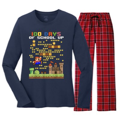 100 Days Of School MariöSüper Gamer Video Game Boys Girls Women's Long Sleeve Flannel Pajama Set 