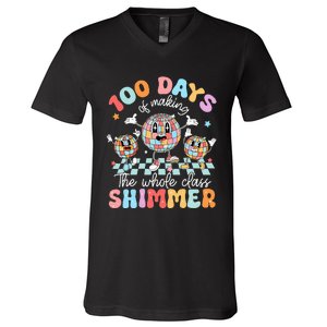 100 Days Of Making Whole Class Shimmer 100th Day Of School V-Neck T-Shirt