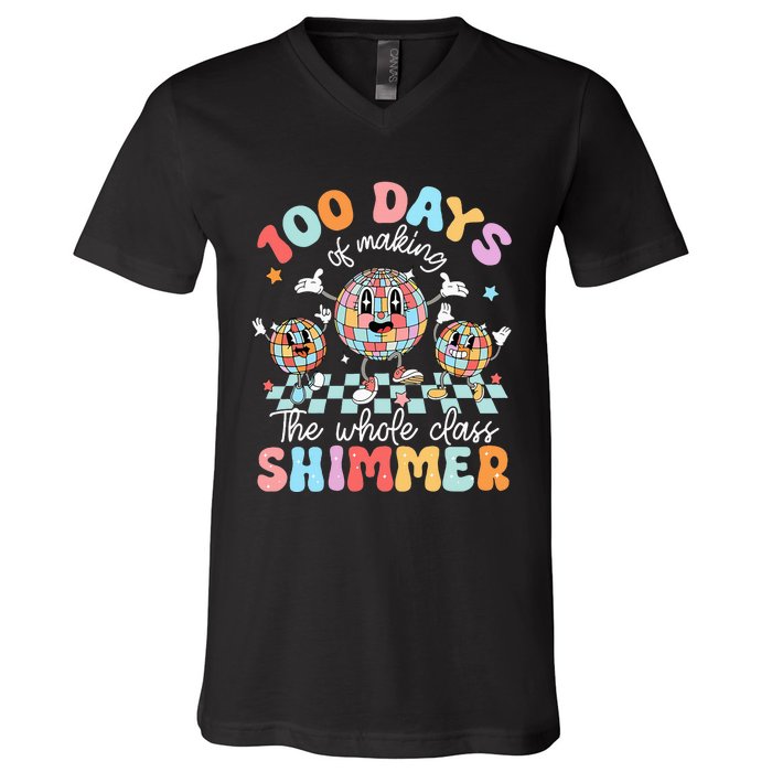 100 Days Of Making Whole Class Shimmer 100th Day Of School V-Neck T-Shirt