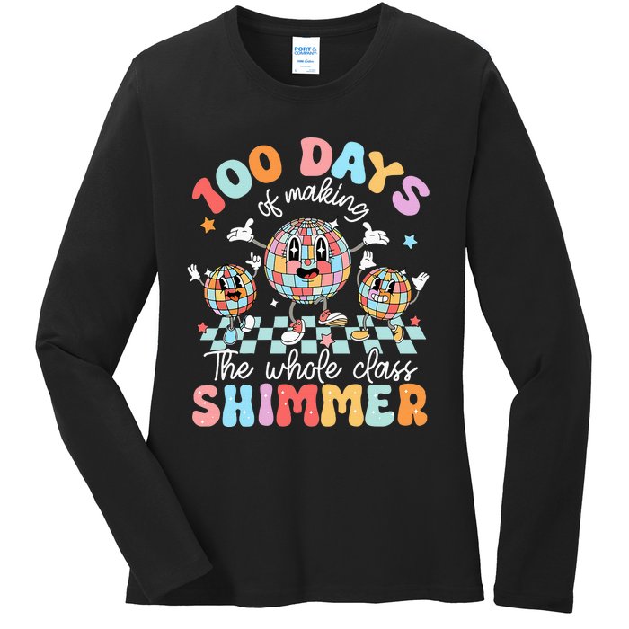 100 Days Of Making Whole Class Shimmer 100th Day Of School Ladies Long Sleeve Shirt