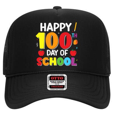 100 Days Of School 100th Day Of School High Crown Mesh Back Trucker Hat