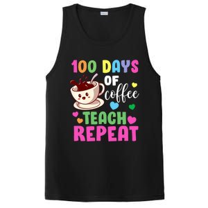 100 Days Of Coffee Teach Repeat School Teaching Chaos Meaningful Gift PosiCharge Competitor Tank