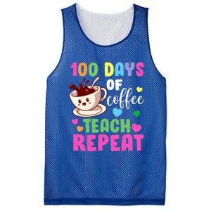 100 Days Of Coffee Teach Repeat School Teaching Chaos Meaningful Gift Mesh Reversible Basketball Jersey Tank