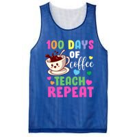 100 Days Of Coffee Teach Repeat School Teaching Chaos Meaningful Gift Mesh Reversible Basketball Jersey Tank