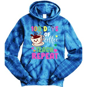 100 Days Of Coffee Teach Repeat School Teaching Chaos Meaningful Gift Tie Dye Hoodie