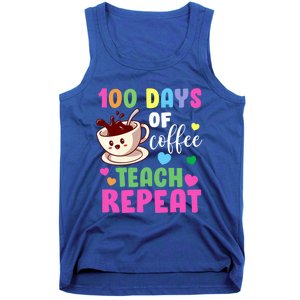 100 Days Of Coffee Teach Repeat School Teaching Chaos Meaningful Gift Tank Top