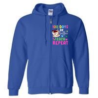 100 Days Of Coffee Teach Repeat School Teaching Chaos Meaningful Gift Full Zip Hoodie