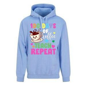 100 Days Of Coffee Teach Repeat School Teaching Chaos Meaningful Gift Unisex Surf Hoodie