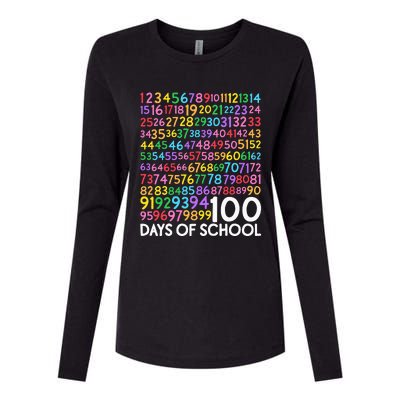 100th Day Of School Teacher 100 Days Math Numbers Womens Cotton Relaxed Long Sleeve T-Shirt