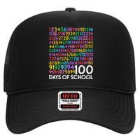 100th Day Of School Teacher 100 Days Math Numbers High Crown Mesh Back Trucker Hat