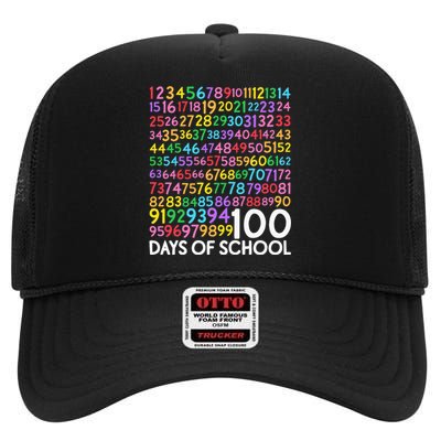 100th Day Of School Teacher 100 Days Math Numbers High Crown Mesh Back Trucker Hat